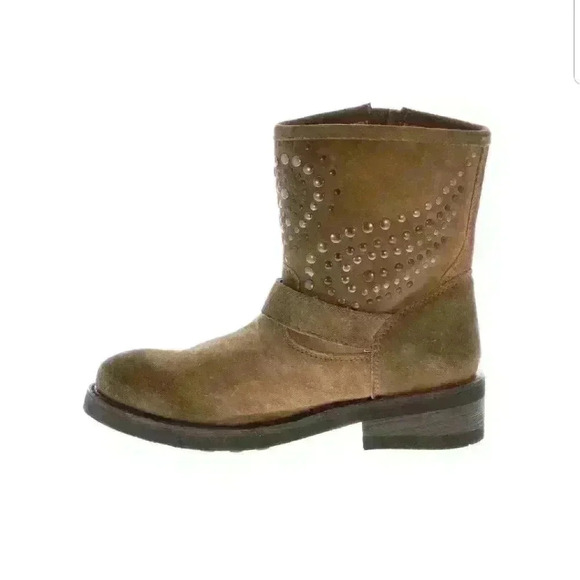 Ash Titanic Brown Leather Suede Studded Biker Boot - Picture 2 of 5